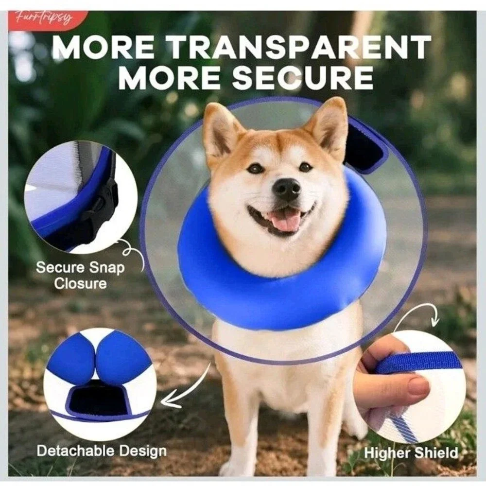 Inflatable Pet Cone Collar Dogs & Cats - Size XL - Post Surgery, Rashes, Injury